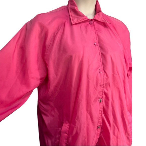 Vintage 70's/80's Pink SEARS Nylon Snap Button Windbreaker Size XL - Picture 6 of 15